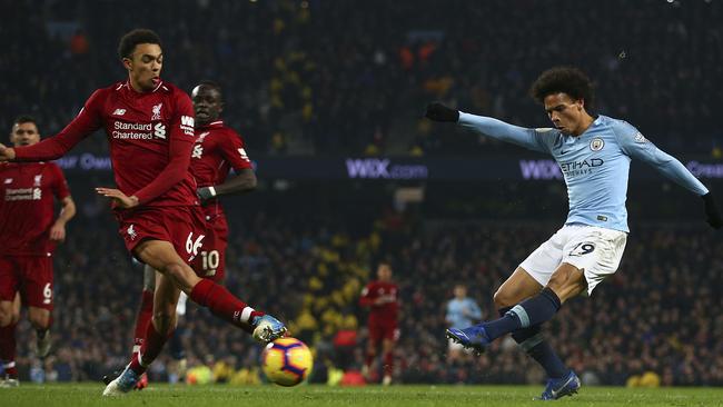 Leroy Sane’s goal for Manchester City proved the difference in their clash against Liverpool. Picture: AP