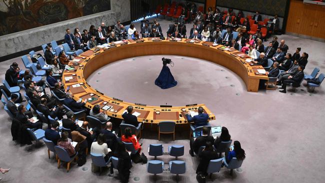 The United Nations Security Council meets on the situation in the Middle East, including the Palestinian question, at the UN headquarters in New York. Picture: AFP.