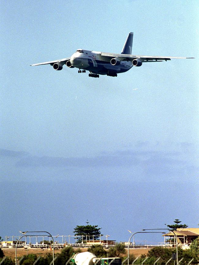 A file image of an Antonov An-124 landing at Adelaide airport. Picture: Mike Burton