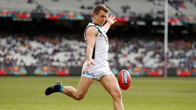 New Port Adelaide defender Jack Trengove played his first AFL game in 11 months  - and proved he could be more than a back-up player at Alberton with his strong performance against Carlton at the MCG. Picture: Michael Willson (Getty Images)