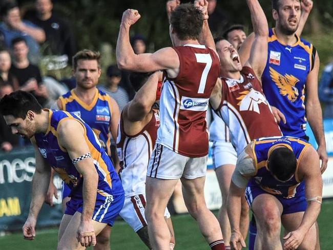 Joy for Whitehorse Pioneers and despair for Glen Waverley Hawks. Picture: Davis Harrigan