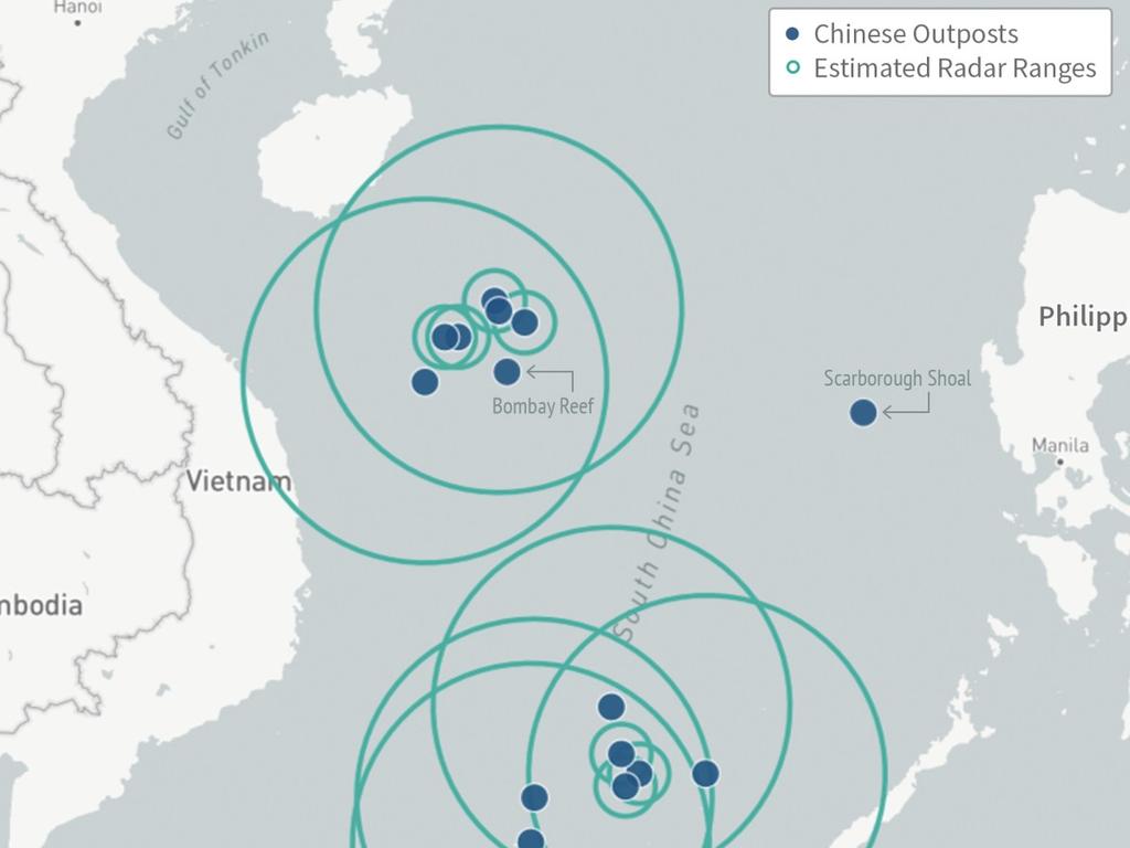 China has installed a new platform in the Paracel Islands of the South China Sea. Picture: CSIS/AMTI