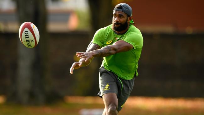 Marika Koroibete goes through his paces at Wallabies training. Picture: Getty Images