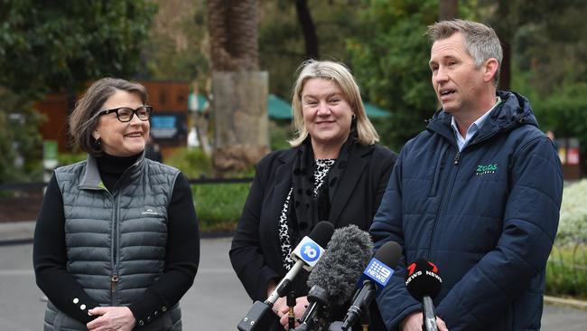 Environment minister Ingrid Stitt makes announcement on the rediscovered Victorian grassland earless dragon found west of Melbourne. Picture: NCA NewsWire / Josie Hayden