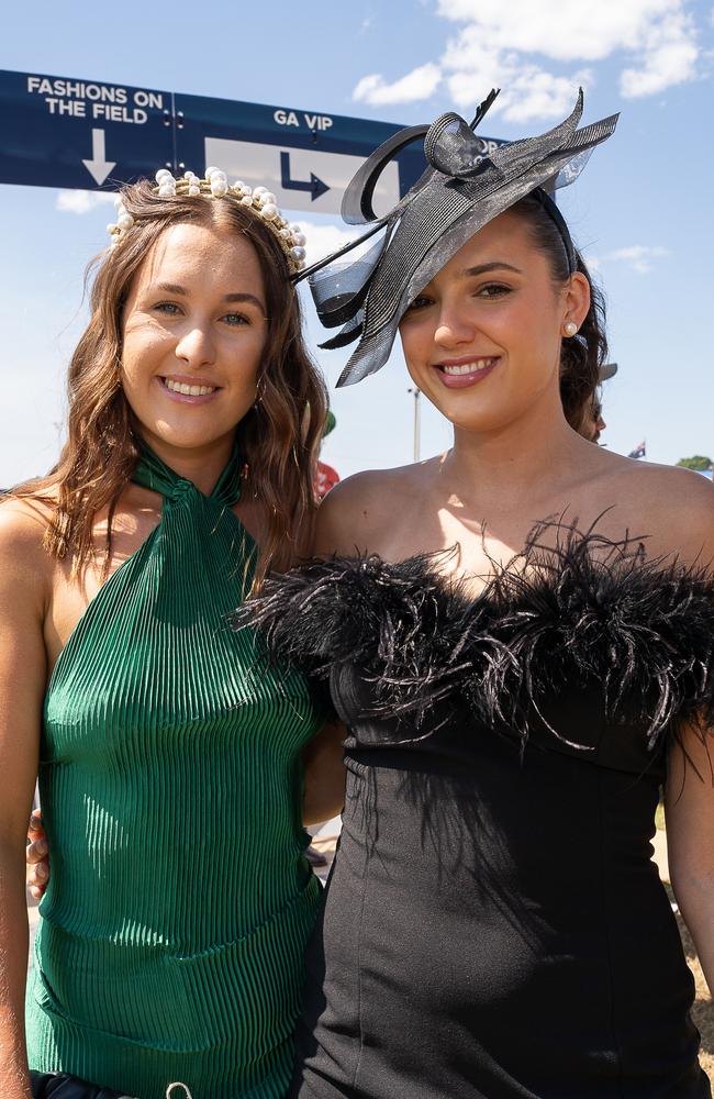 Jacinda Summers and Eliza Bennett at the 2023 Darwin Cup. Picture: Pema Tamang Pakhrin