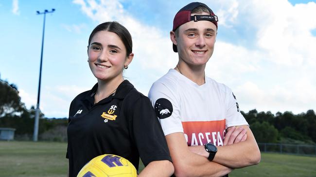 Superstar siblings Charlie and Josh Shanahan are making their mark in the football and triathlon arena. Photo: Patrick Woods.