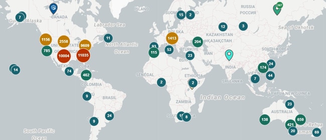 There are more than 38,000 crytpo ATMs globally. Picture: Coin ATM Radar