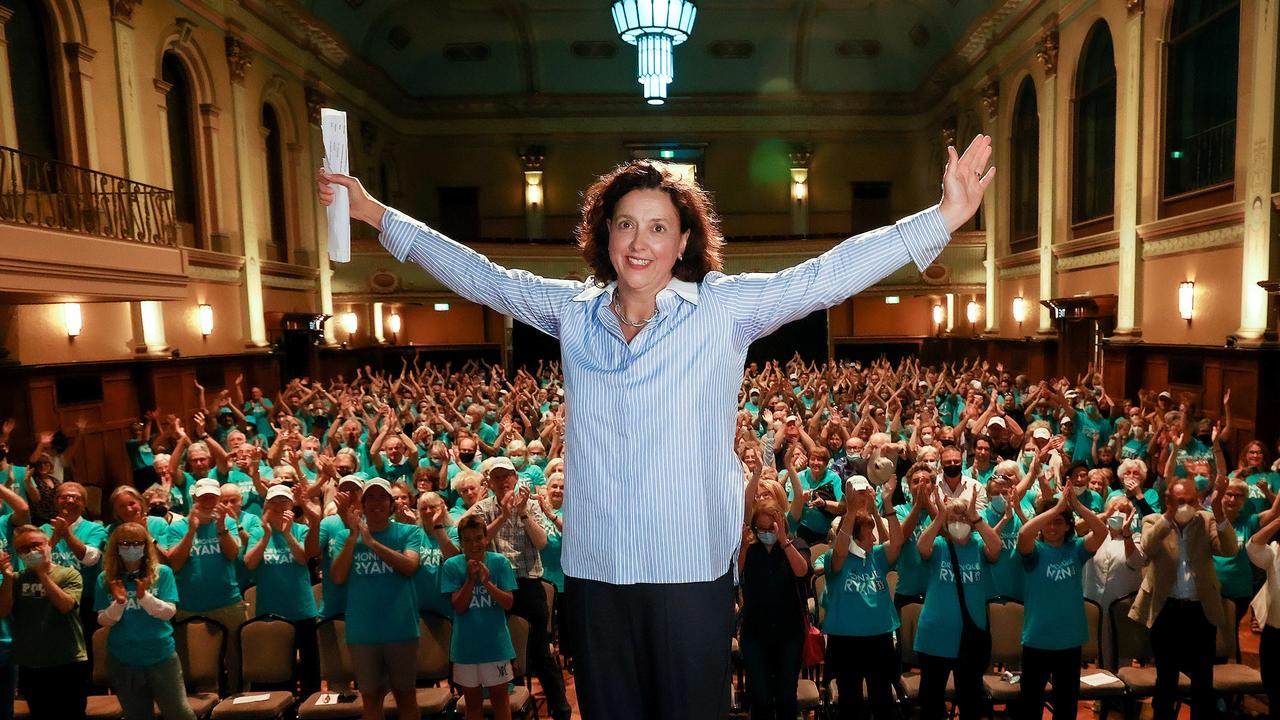 A big crowd turned out in Hawthorn for the campaign launch of Independent Dr Monique Ryan. She will be contesting the seat of Kooyong. Picture : NCA NewsWire / Ian Currie