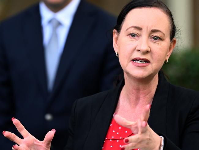 BRISBANE, AUSTRALIA - NewsWire Photos - FEBRUARY 16, 2022.Health Minister Yvette DÃAth speaks during a press conference at Parliament House to provide a Covid update.Picture: NCA NewsWire / Dan Peled