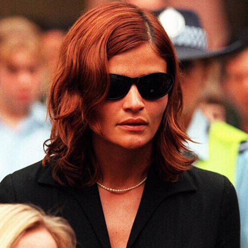 Helena Christensen at Hutchence’s 1997 funeral. Picture: Grant Turner