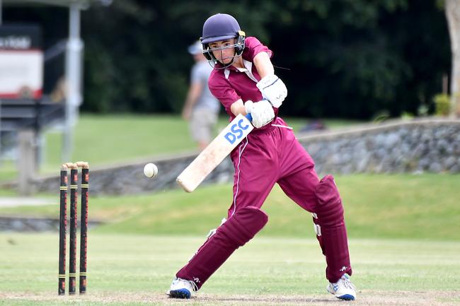 Ipswich batsman Oscar Dioth GPS First XI cricket between Terrace and Ipswich Grammar School Saturday February 1, 2025. Picture, John Gass