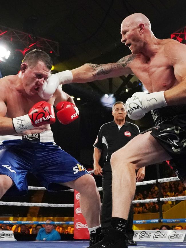 Hall in action against Paul Gallen.