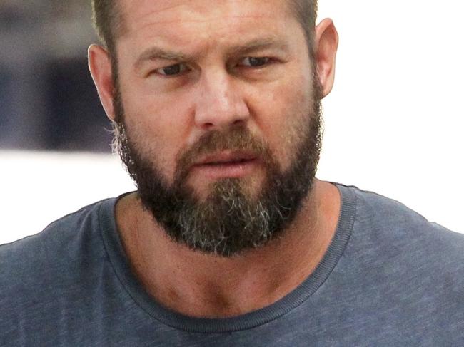 Former West Coast Eagles AFL player Ben Cousins arrives at the Fremantle Magistrates Court in Perth, Friday, Jan. 20, 2016. Cousins has been handed a three-hour trial date for June 9 after he appeared in court over an allegation he was in possession of meth in June last year. (AAP Image/Richard Wainwright) NO ARCHIVING