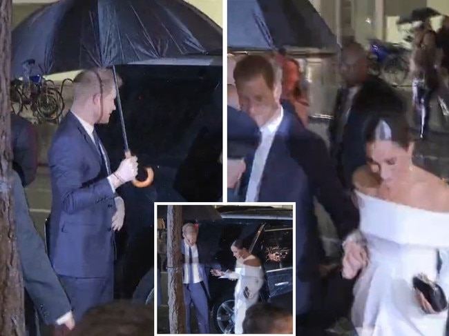 Harry and Meghan were heckled on their way in. Picture: Twitter