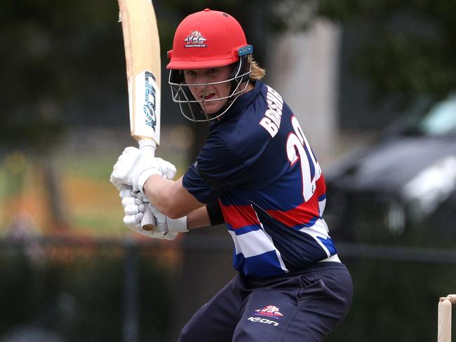 Victorian Premier Cricket: Footscray v Ringwood: Dylan Brasher of Footscray batting on Saturday 5h of November, 2022 in Footscray, Victoria, Australia.Photo: Hamish Blair