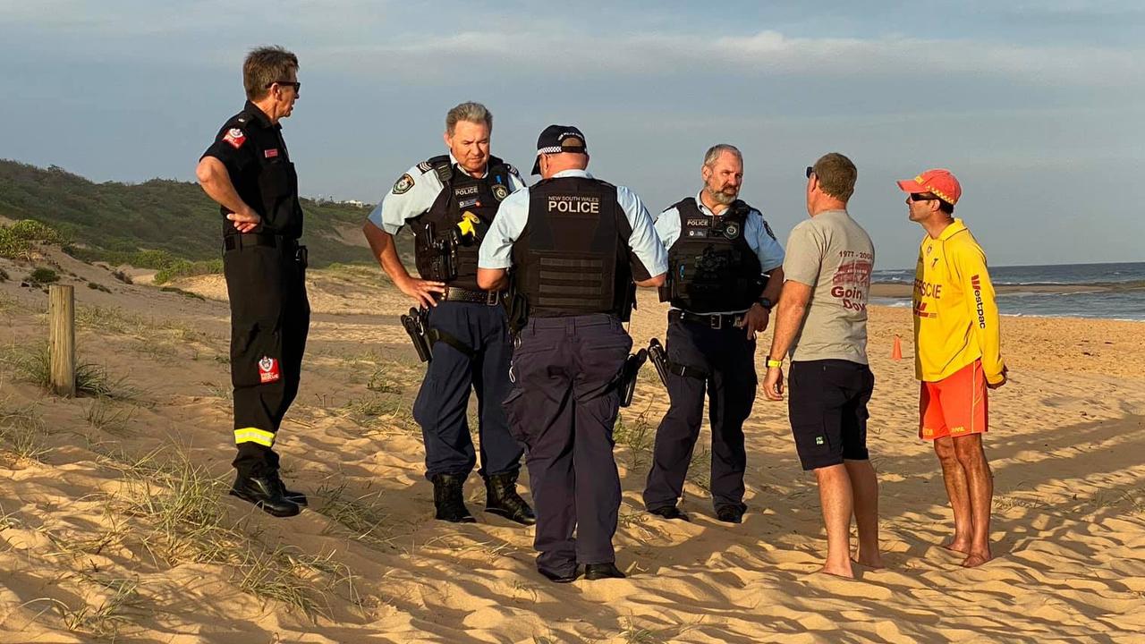 Terrigal fire crews were called to a beach to inspect what was believed to be a hand grenade. Picture: Facebook