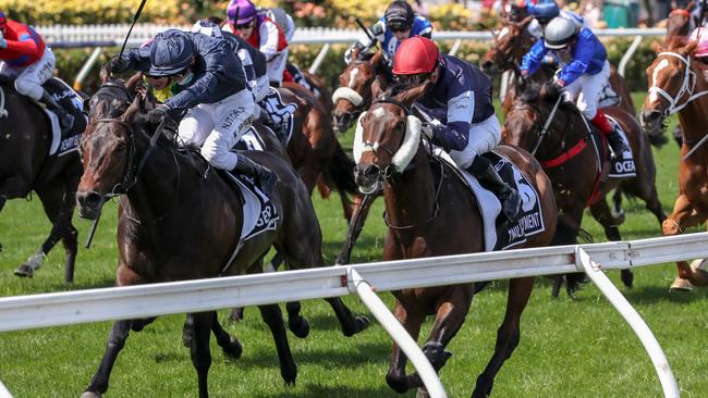 Twilight Payment ridden holds to win the Melbourne Cup Picture: Getty Images