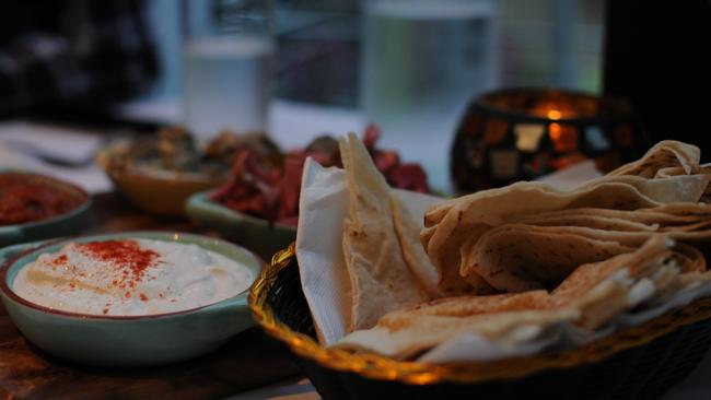 Tapas of Persia includes four dips plus a generous serving of bread.