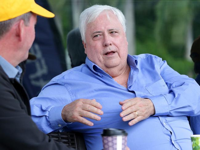 Clive Palmer, before the Pro-Adani protest, in Jubilee Park, Mackay on Saturday April 27th, 2019 (Image AAP/Steve Pohlner)