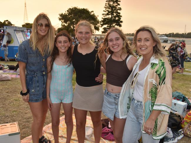 Leisha Blake, Mardi, Eden, Frankie and Kyra Leary at the San Remo Christmas Carols at the foreshore on Friday, December 20, 2024. Picture: Jack Colantuono