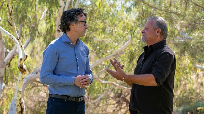 Rio Tinto iron ore chief Simon Trott, left, with PKKP chair Terry Drage.