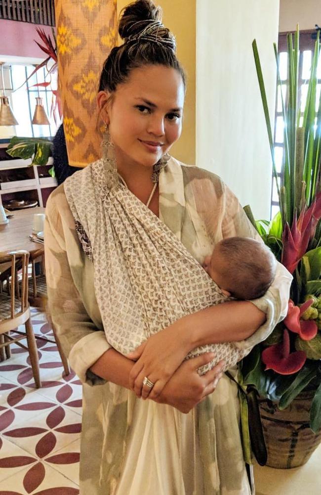 Model Chrissy Teigen in Bali days before the earthquake hit the island.