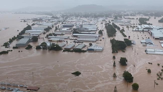 The Land Rover LifeFlight Special Mission chopper carried out winches and flood rescues in Lismore on Monday. Picture Land Rover Lifeflight Special Mission helicopter