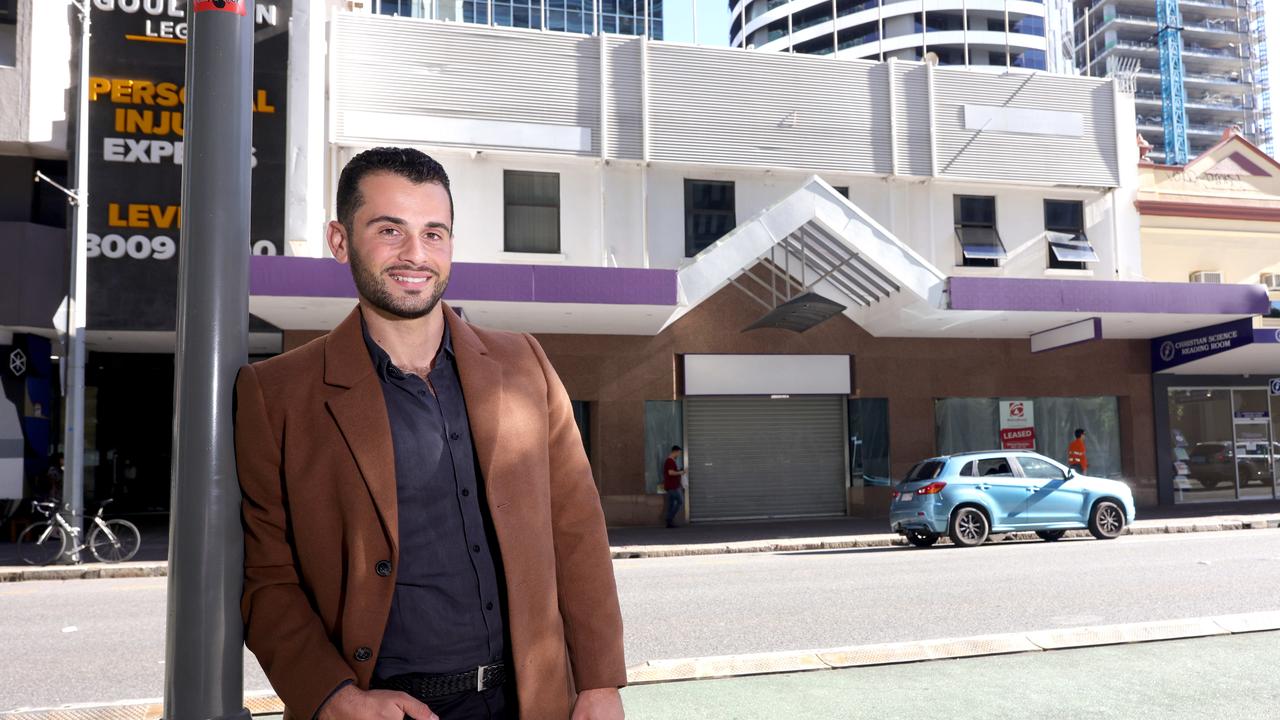 Michael Koukides and the new Tequila Sunrise Hostels property at 428 George St in the Brisbane CBD.