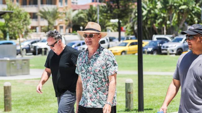 Tom Hanks on the Gold Coast during his first trip to Australia in March for the filming of an Elvis biopic. Picture: Nigel Hallett