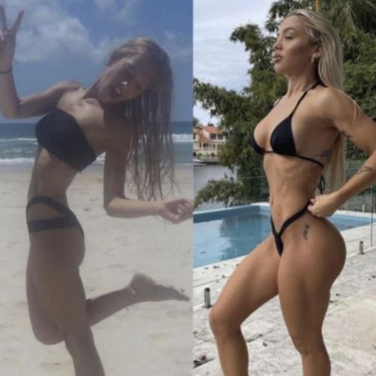 In July she shared these before and after photos showing how lifting weights and eating food ‘in abundance’ had achieved her insta-famous booty. Picture: Instagram/TammyHembrow