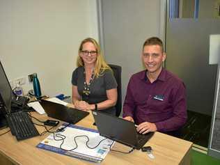 HELPING HAND: Department of Home Affairs staff Michael and Zepphorah at the department's visa outreach event in Gatton on Tuesday. Picture: Dominic Elsome