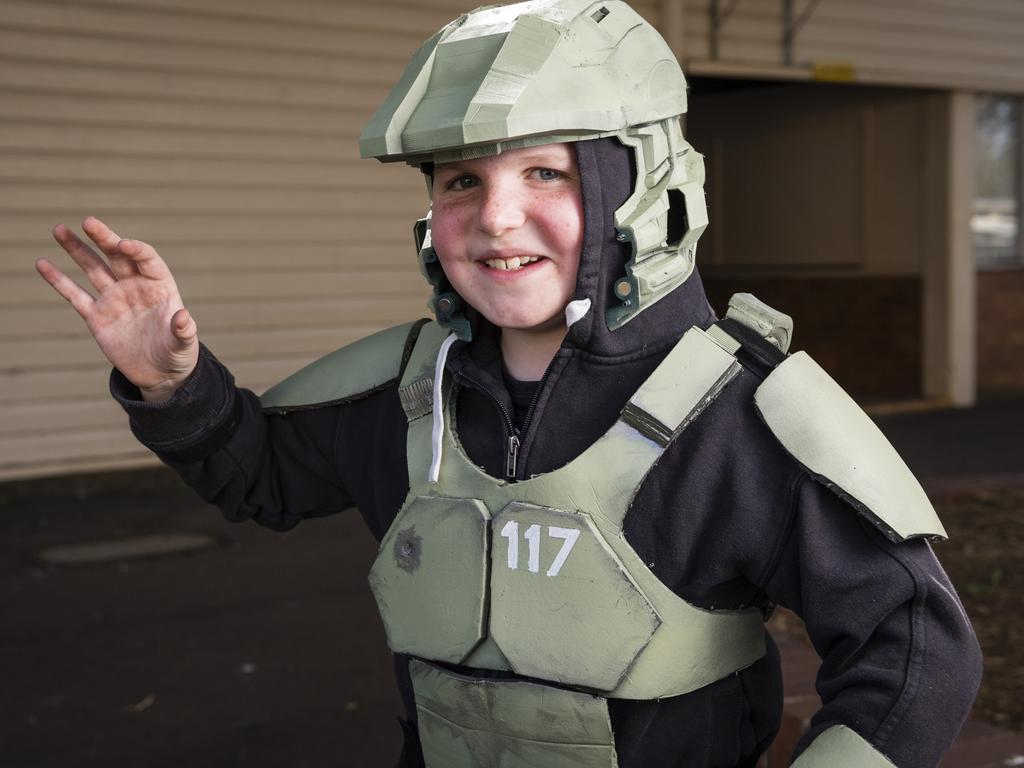 Halo character Liam Melloy for Book Week at Rangeville State School, Friday, August 25, 2023. Picture: Kevin Farmer