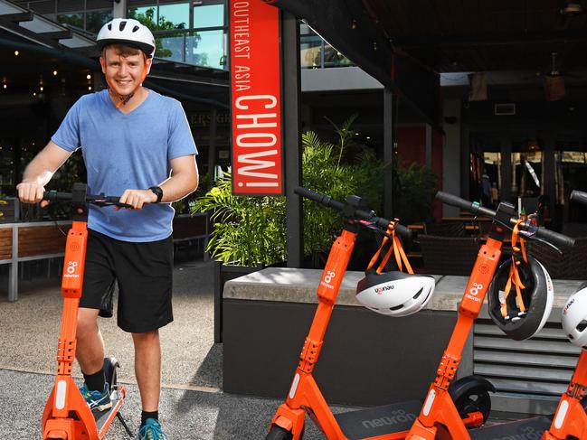 Rick Bolten at Chow Restaurant on the Darwin Waterfront. Chow has been the most popular location so far to pick up a scooter for a trip. Picture: Che Chorley