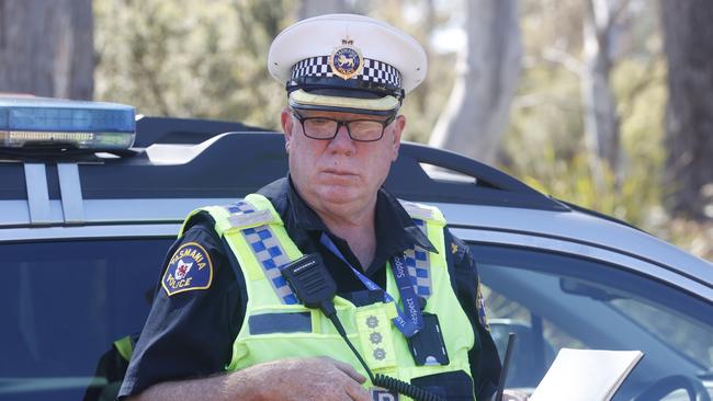 John Cooper Inspector East Coast Tasmania Police. Community meeting with Tasmania Police and Tasmania Fire Service at Dolphin Sands. Dolphin Sands bushfire. Picture: Nikki Davis-Jones