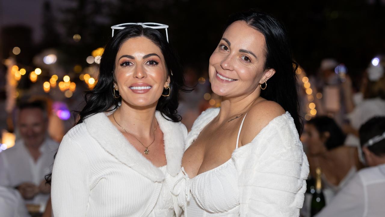 Aimee Volkova and Jasmine Lisciott. The Pulse for DÃ&#131;Â®ner en Blanc Gold Coast at Broadbeach Park on April 22, 2023. Picture: Celeste Humphrey