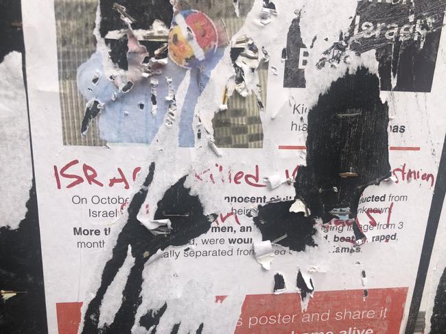 Posters of missing Israeli hostages have been vandalised at Sydney University.