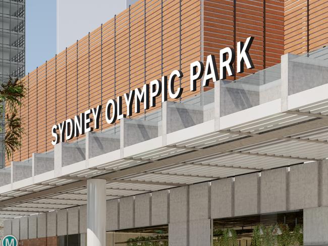 Renders of the new Sydney Olympic Station where 100s of new homes will be built. Picture: Supplied