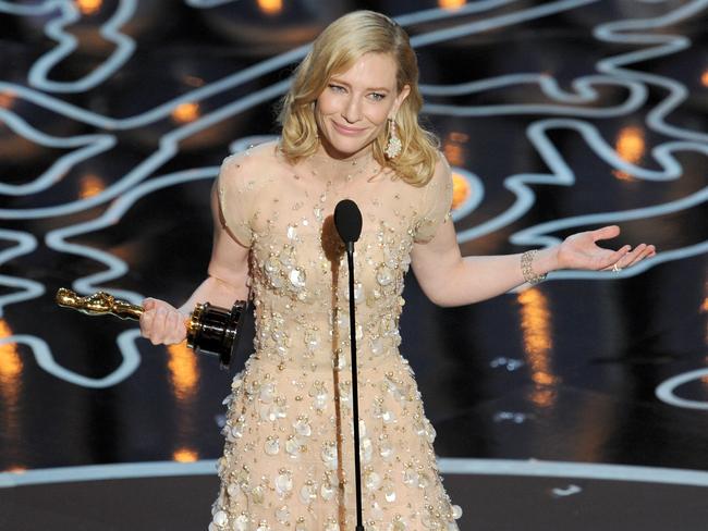 Aussie Cate Blanchett wore more than $18m worth of jewellery to the 2014 Oscars. Picture: Kevin Winter/Getty Images