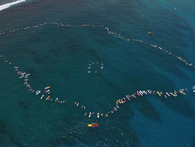 A Reunion Island beach where an anti-shark barrier has been installed. Picture: Geoff Chambers