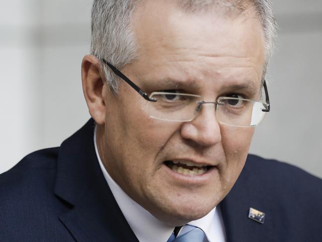 Australian Prime Minister Scott Morrison gives a press conference at Parliament House in Canberra. Picture by Sean Davey.