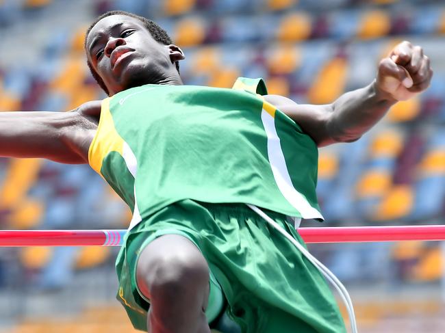 Under 14 High Jumper Alikana Malish.The Queensland All Schools track and field championships at QSAC.Saturday November 2, 2024. Picture, John Gass