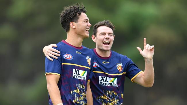 Cam Rayner and Lachie Neale of the Brisbane Lions charge more than $100 for their professional photo deal. Picture: AAP Image/Darren England