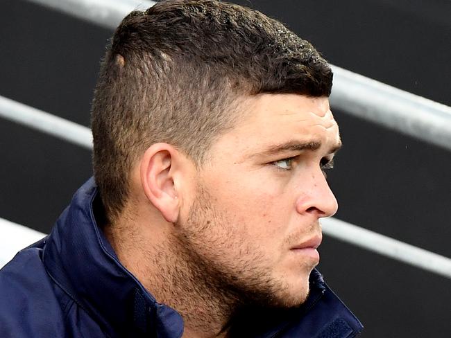 GOLD COAST, AUSTRALIA - MARCH 17: Ashley Taylor of the Titans is seen watching on from the sidelines before the start of the round 1 NRL match between the Gold Coast Titans and the Canberra Raiders at Cbus Super Stadium on March 17, 2019 in Gold Coast, Australia. (Photo by Bradley Kanaris/Getty Images)