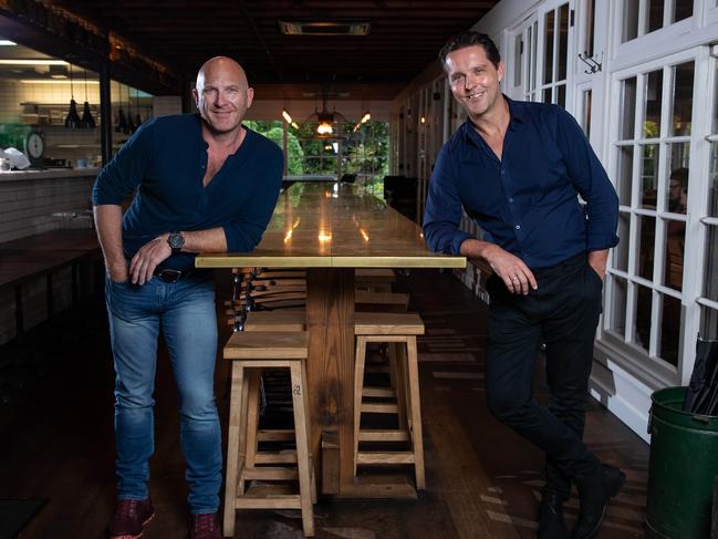 Matt Moran and Jason Jelicich, of HelpOutHospo, are working on ways to keep Australia’s hospitality industry afloat. Picture: Justin Lloyd