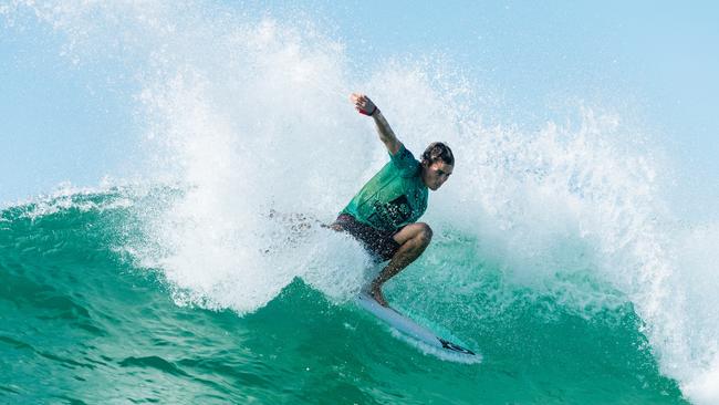 Sheldon Simkus in action at Snapper Rocks on Tuesday. (Photo: Cait Miers/World Surf League)