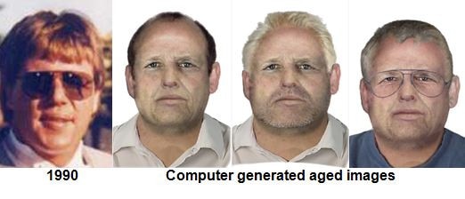 SA Police’s computer-generated images showing what Stuart Pearce may look like now.