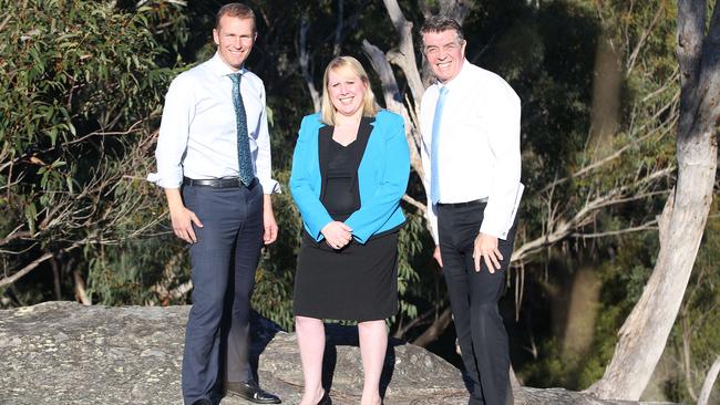 NSW Planning Minister Rob Stokes with Hills Shire Mayor Michelle Byrne and Castle Hill state Liberal MP Ray Williams announced the pathway to connect the two suburbs today.