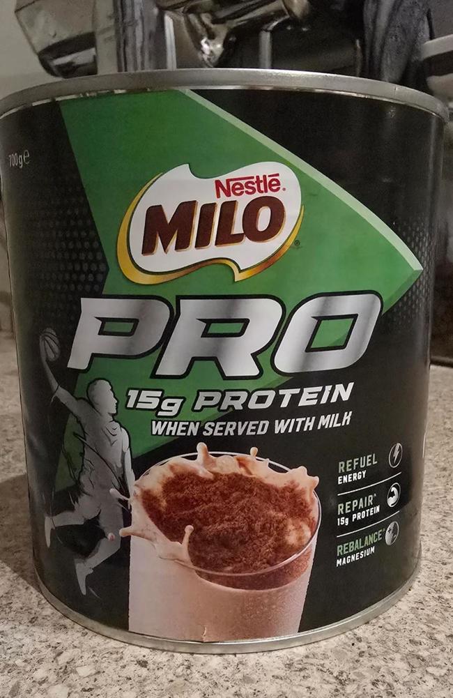 People have spotted a surprising detail in the nutritional label of Milo Pro. Picture: Reddit