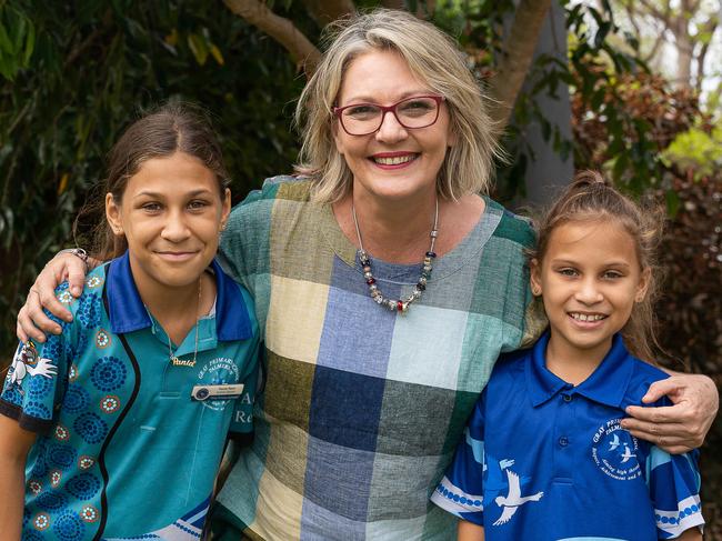Gray Primary School principal Donna Westaway said she looked forward to watching the kids reconnect with their friends on campus, Pania Reid and Honey Reid.Picture: Pema Tamang Pakhrin