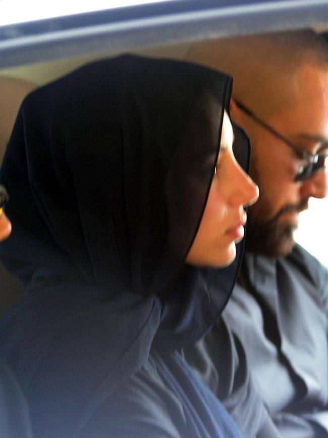 Hawi’s widow Carolina Gonzalez arrives at his funeral. Picture: Jeremy Piper